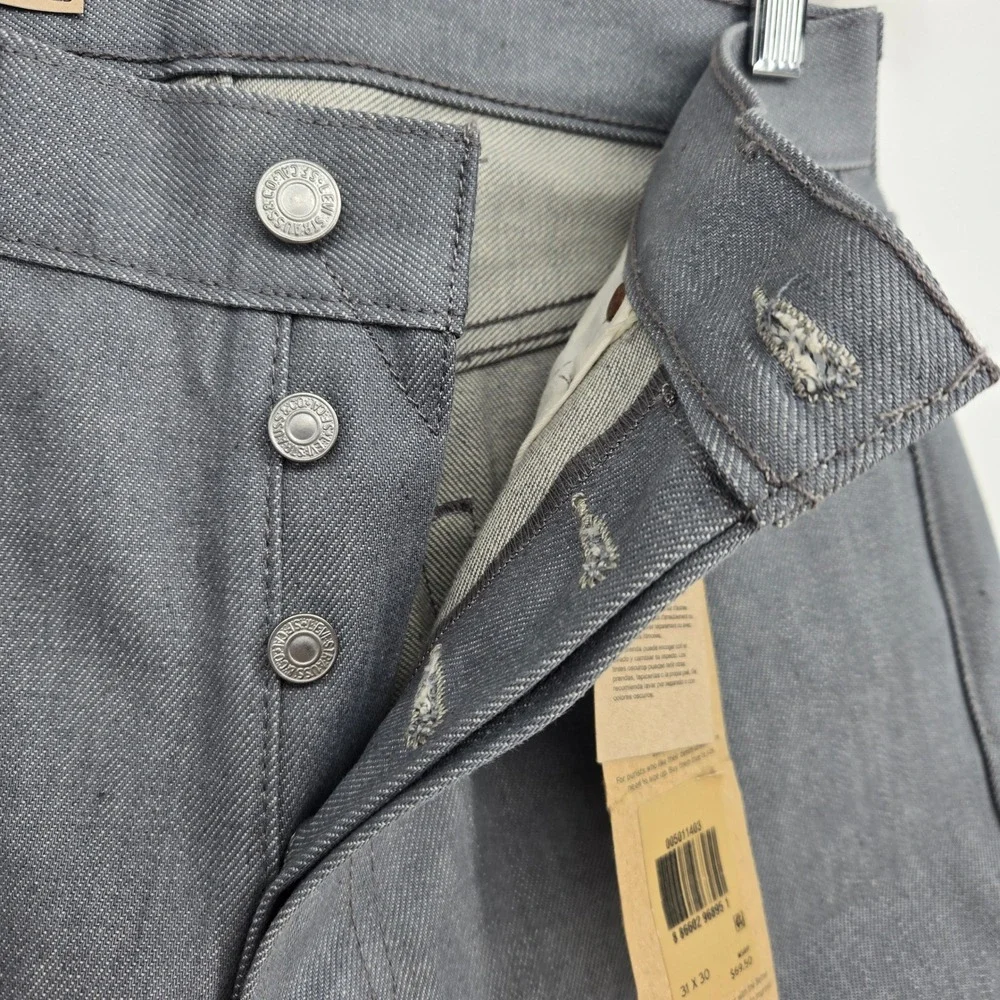 NWT Levi's 501 Original Gray Mens 31x30 Button Fly Denim Jeans Blank Red Tab